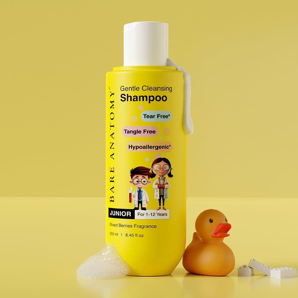 Bare Anatomy Junior Gentle Cleansing Shampoo for Kids from 5-12 Years Tear-Free & Hypoallergenic pH 5.5 Coconut Milk Protein, Almond Oil, Vitamin E & Strawberry Vegan, 250 ml - View 4 of 4