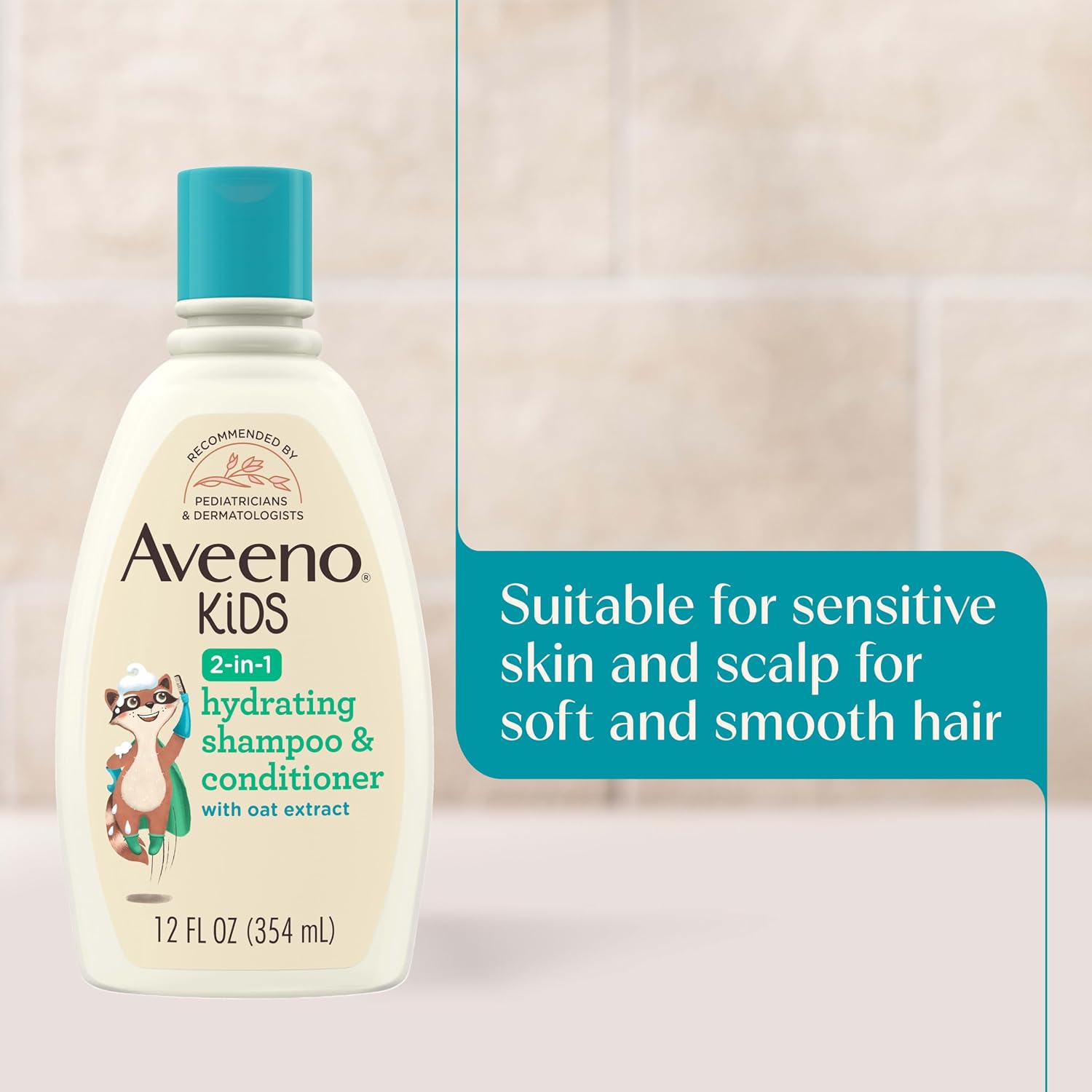 Aveeno Baby Kids 2-in-1 Hydrating Shampoo & Conditioner, Gently Cleanses, Conditions & Detangles Kids Hair, Formulated With Oat Extract, For Sensitive Skin & Scalp, Hypoallergenic, 12 fl. oz | Kids Shampoo & Conditioner with Oat Extract, Condition & Detangle Kids Hair, Sensitive Skin and Scalp, Hypoallergenic - View 3 of 6