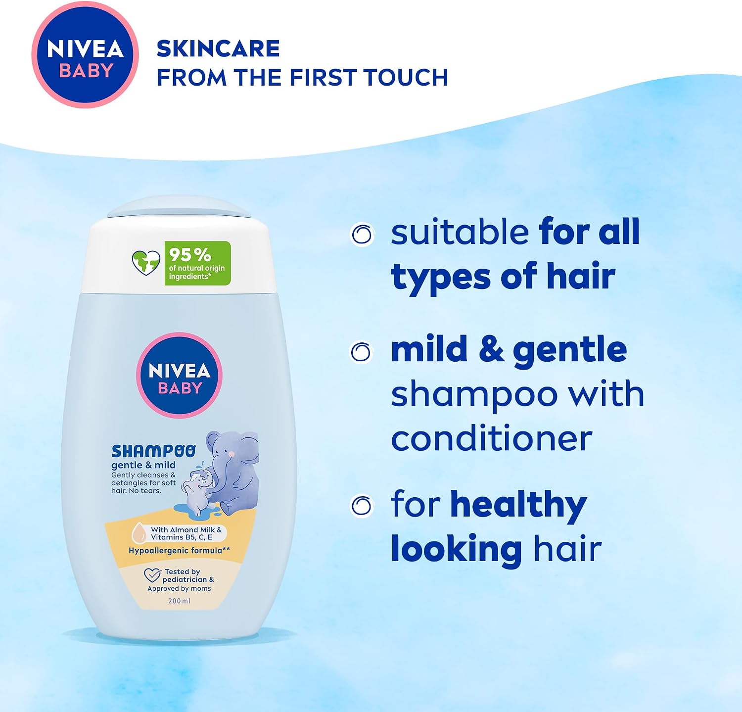 NIVEA Baby Bath Shampoo, Pure & Mild with Camomile Extract, 500ml - View 3 of 5