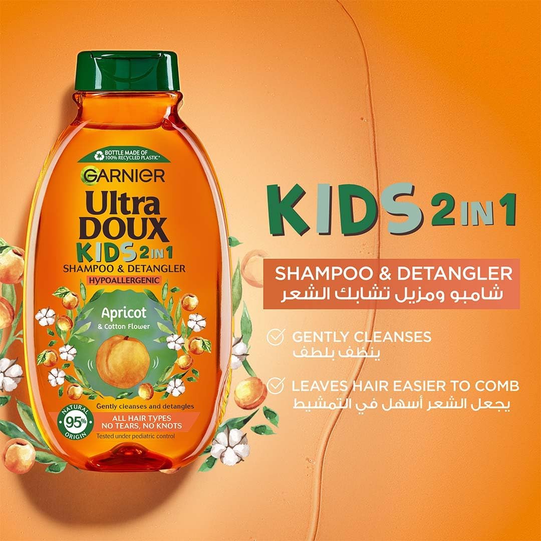 Garnier Ultra Doux Kids Apricot & Cotton Flower 2-in-1 Shampoo & Detangler Hypoallergenic for All Hair Types - View 5 of 5