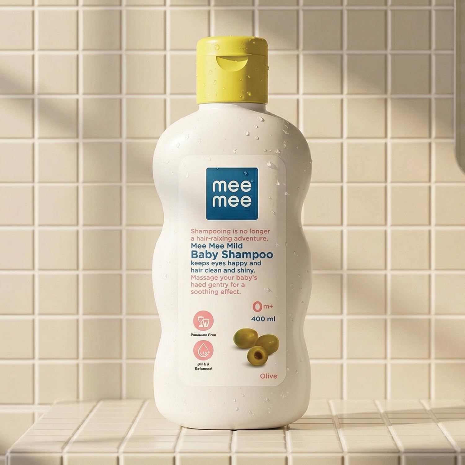Mee Mee Gentle Baby Shampoo 400ml with olive extracts gently cleanses and moisturizes. Tear-free, hypoallergenic, pH-balanced, sulfate & paraben-free formula for babies' sensitive skin. - View 6 of 6