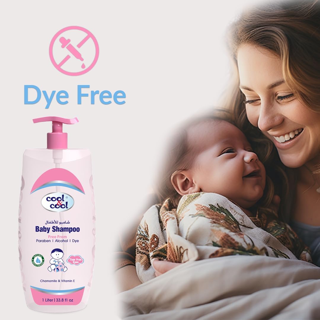 Cool & Cool Baby Shampoo 1Liter- Tear Free,Alcohol Free,Paraben-Free,Dye Free,Chamomile & Vitamin-E With Extra Mild Formula - View 2 of 4