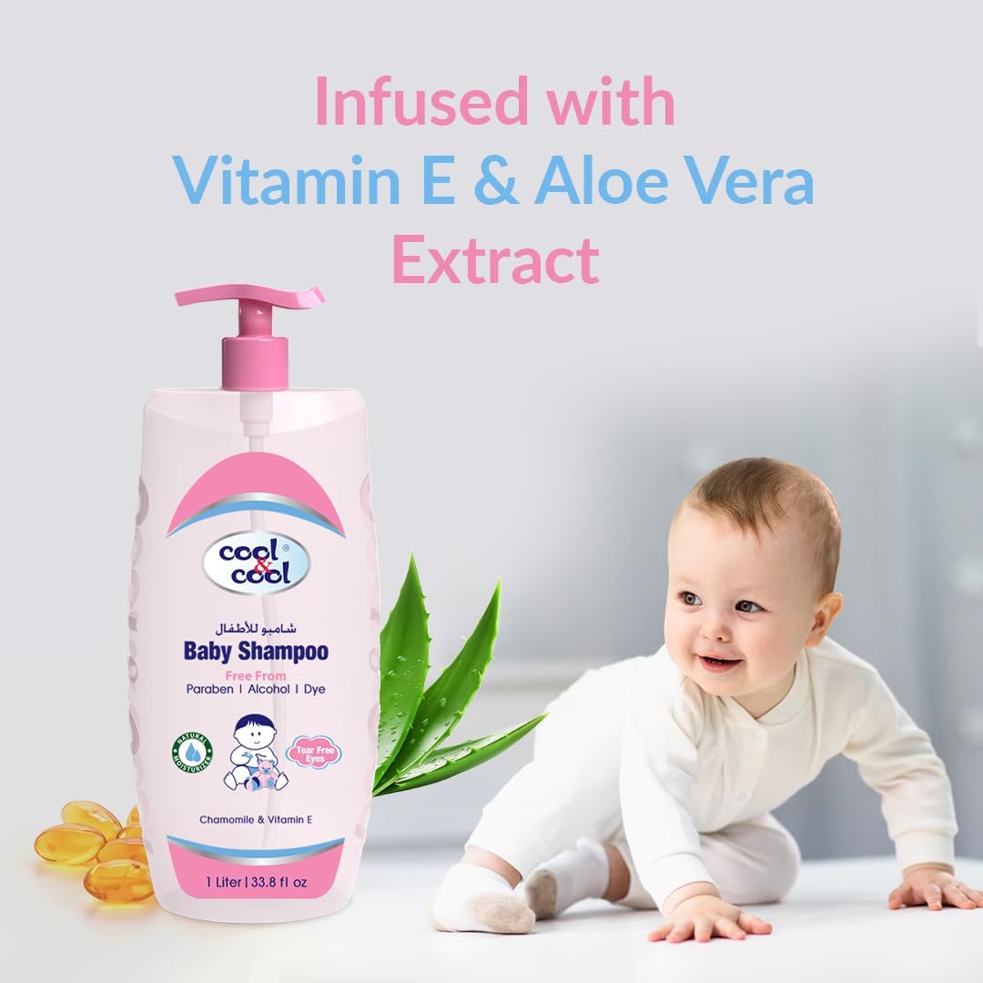 Cool & Cool Baby Shampoo 1Liter- Tear Free,Alcohol Free,Paraben-Free,Dye Free,Chamomile & Vitamin-E With Extra Mild Formula - View 3 of 4
