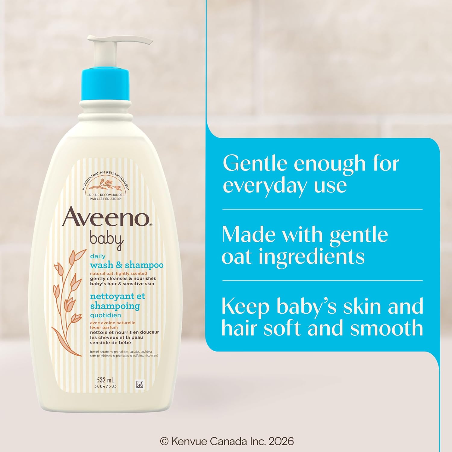 Aveeno Baby Gentle Wash & Shampoo With Natural Oat Extract, Tear-Free &, Lightly Scented, 18 Fl. Oz - View 4 of 6
