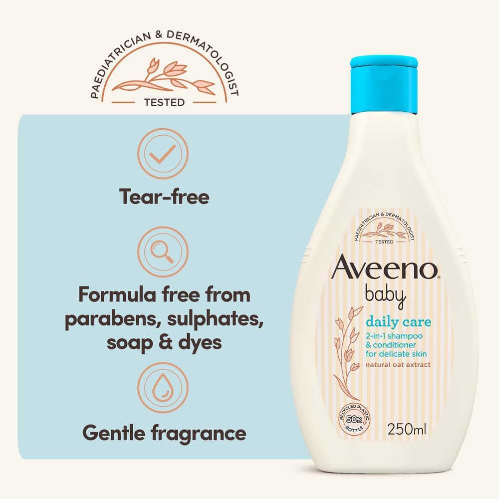 Aveeno Baby Daily Care 2-in-1 Shampoo and Conditioner, With Natural Oat Extract, nourish baby’s fine hair and scalp, without drying, Suitable for Toddlers & Kids, 250ml - View 2 of 5