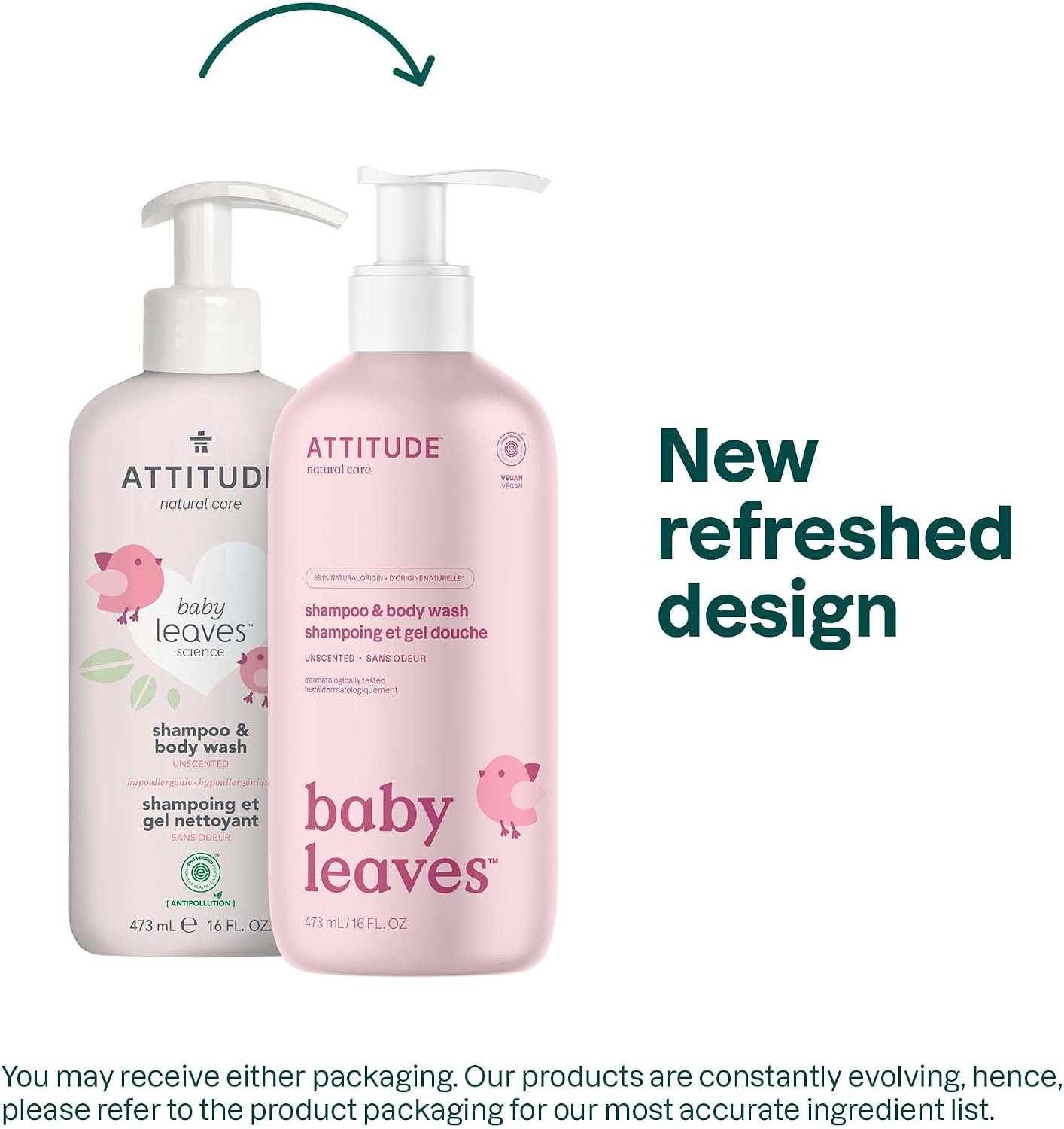 ATTITUDE 2-in-1 Shampoo and Body Wash for Baby, Fragrance-Free EWG Hypoallergenic Plant- and Mineral-Based Ingredients, Vegan and Cruelty-Free, Unscented, 16 Fl Oz - View 5 of 5