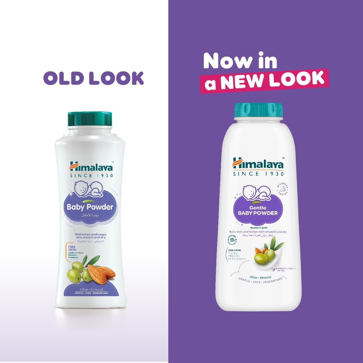 Himalaya Gentle Baby powder 99% Natural Origin Ingredients|with Olive & Almond| Free from Sulphates,parabens, phthalates, alcohol and synthetic colours|Safe for Newborns | Dermatologically tested 100g - View 2 of 5