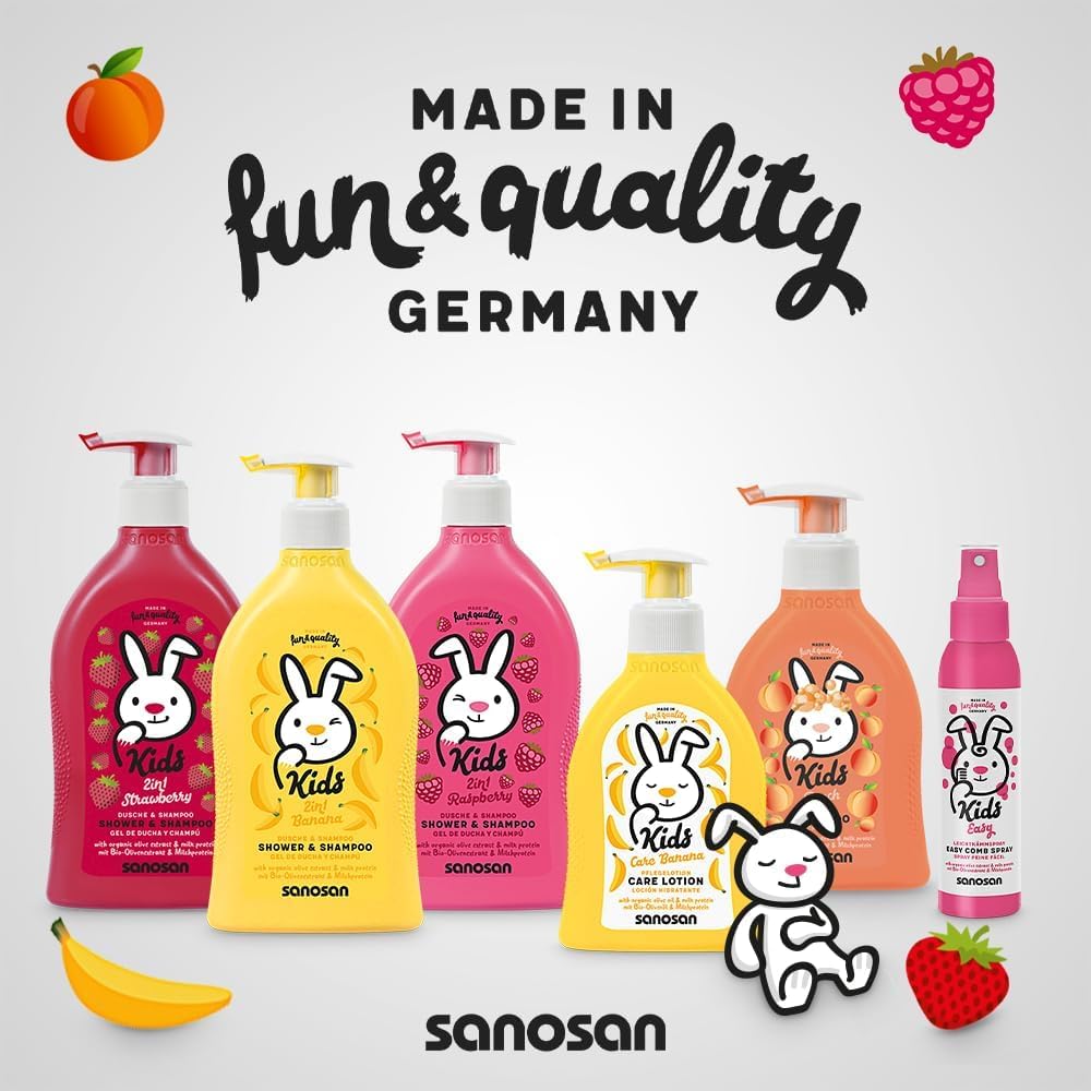 Sanosan Shampoo Peach for Children and Babies 200 ml - Hair Shampoo with Organic Olive Extract & Milk Protein - Hair Care, Hair Shampoo for Child & Baby - View 3 of 4