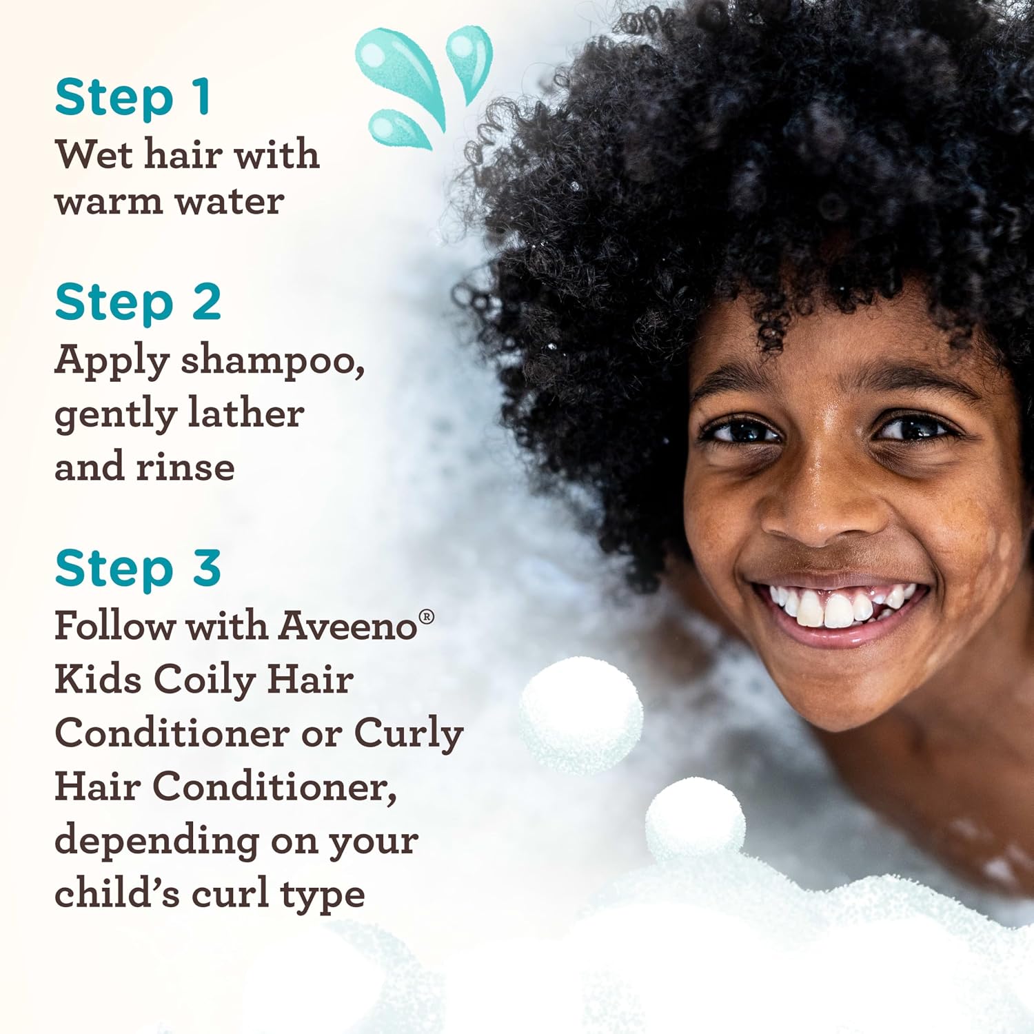 Aveeno Kids Curly Hair Shampoo, Hydrating Shampoo, Kids Curly Hair Products, Oat Extract & Shea Butter Gentle Scent, 12 fl. oz (Pack of 1) - View 3 of 5