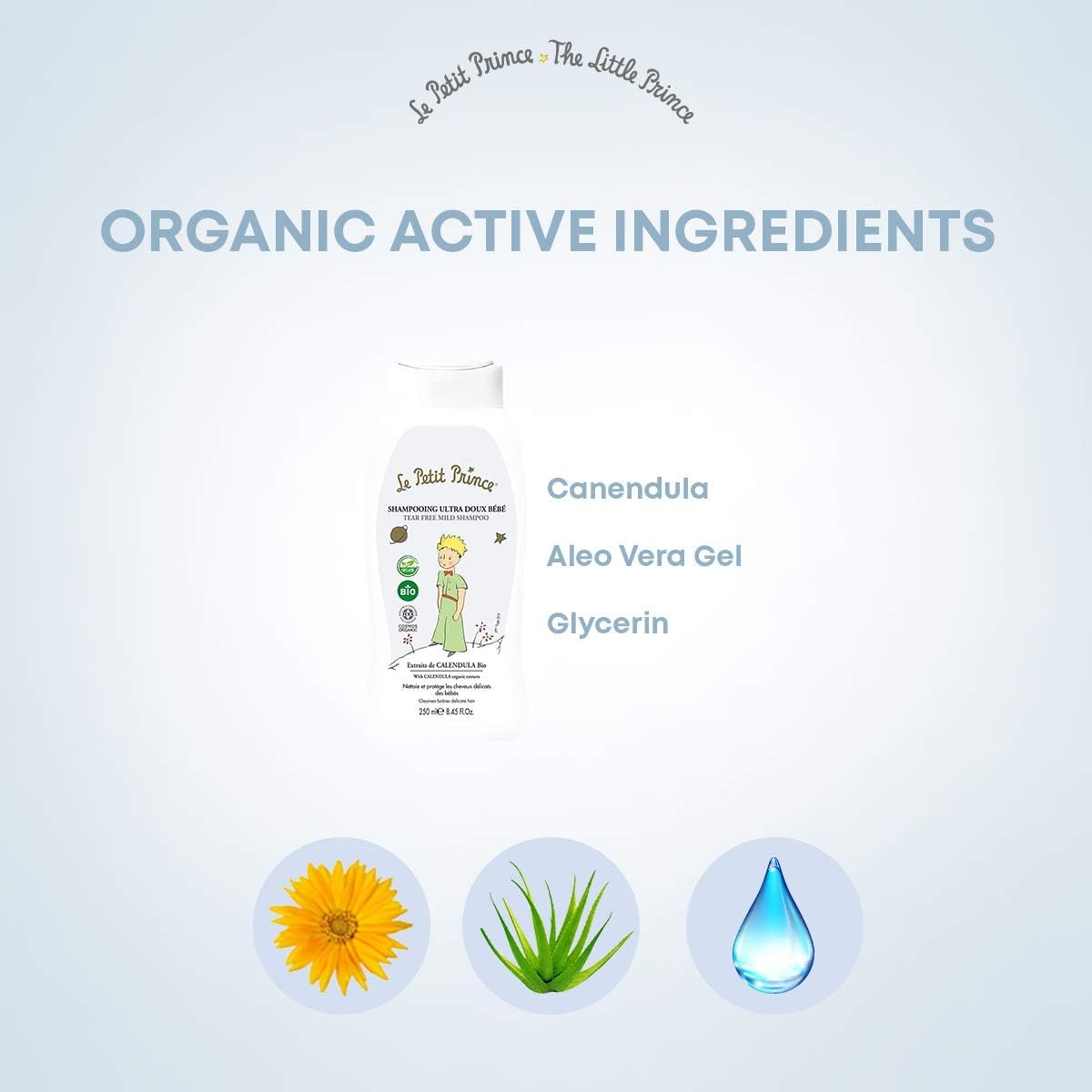 Le Petit Prince Organic Tear Free Mild Shampoo for Baby's Delicate Hair: Nurture and Cleanse from Birth Onwards with Calendula Extract and Organic Cosmos Label, 250ML, White. - View 5 of 6