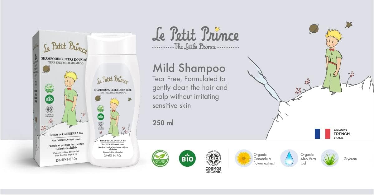 Le Petit Prince Organic Tear Free Mild Shampoo for Baby's Delicate Hair: Nurture and Cleanse from Birth Onwards with Calendula Extract and Organic Cosmos Label, 250ML, White. - View 6 of 6