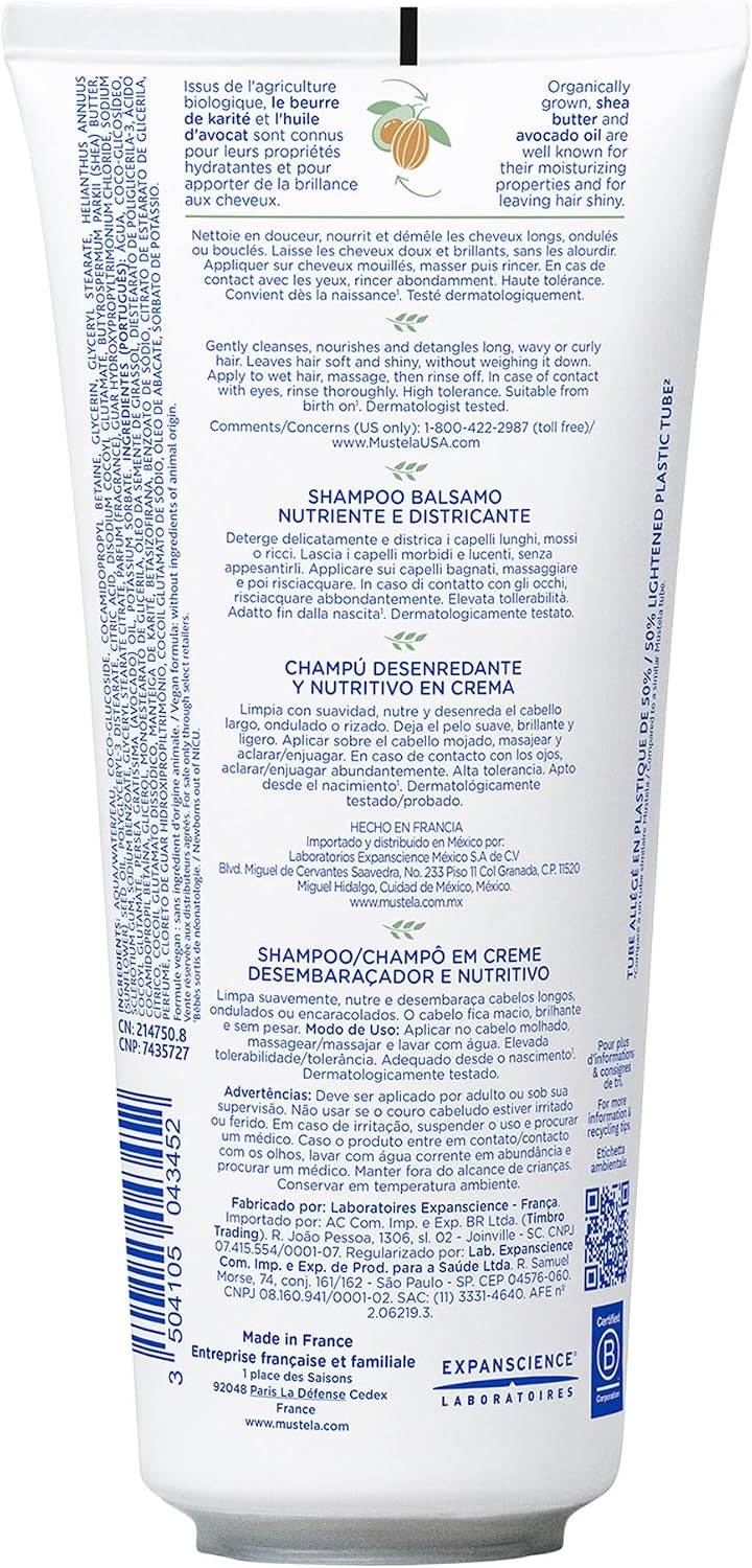 Mustela Detangling & Nourishing Cream Shampoo - Natural Shea Butter & Avocado - Curly & Frizzy Hair - Dermatologist-tested & safe for Babies and Kids 200ml - View 5 of 5