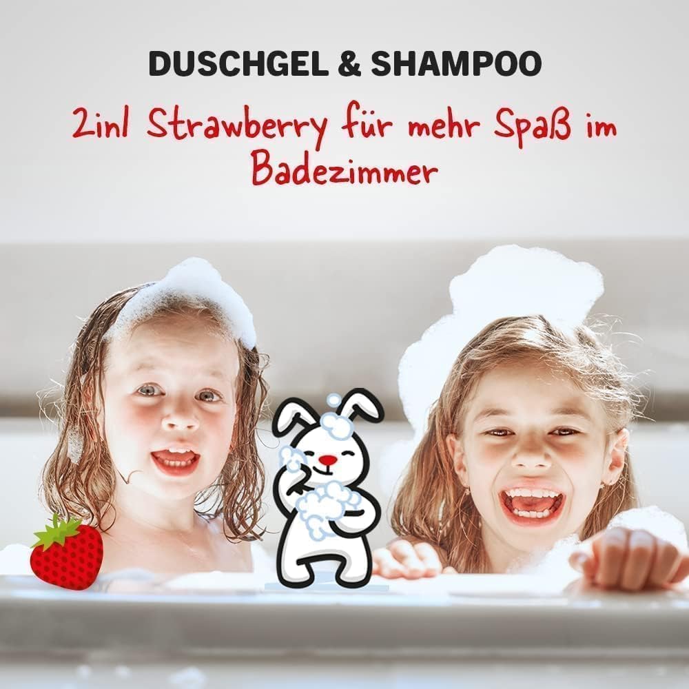 sanosan 2-in-1 Shower & Shampoo Strawberry for Children & Baby, Shower Gel & Hair Shampoo with Organic Olive Extract & Milk Protein, Hair Care, Skin Care, Shower Gel, Hair Shampoo 400ml - View 4 of 4