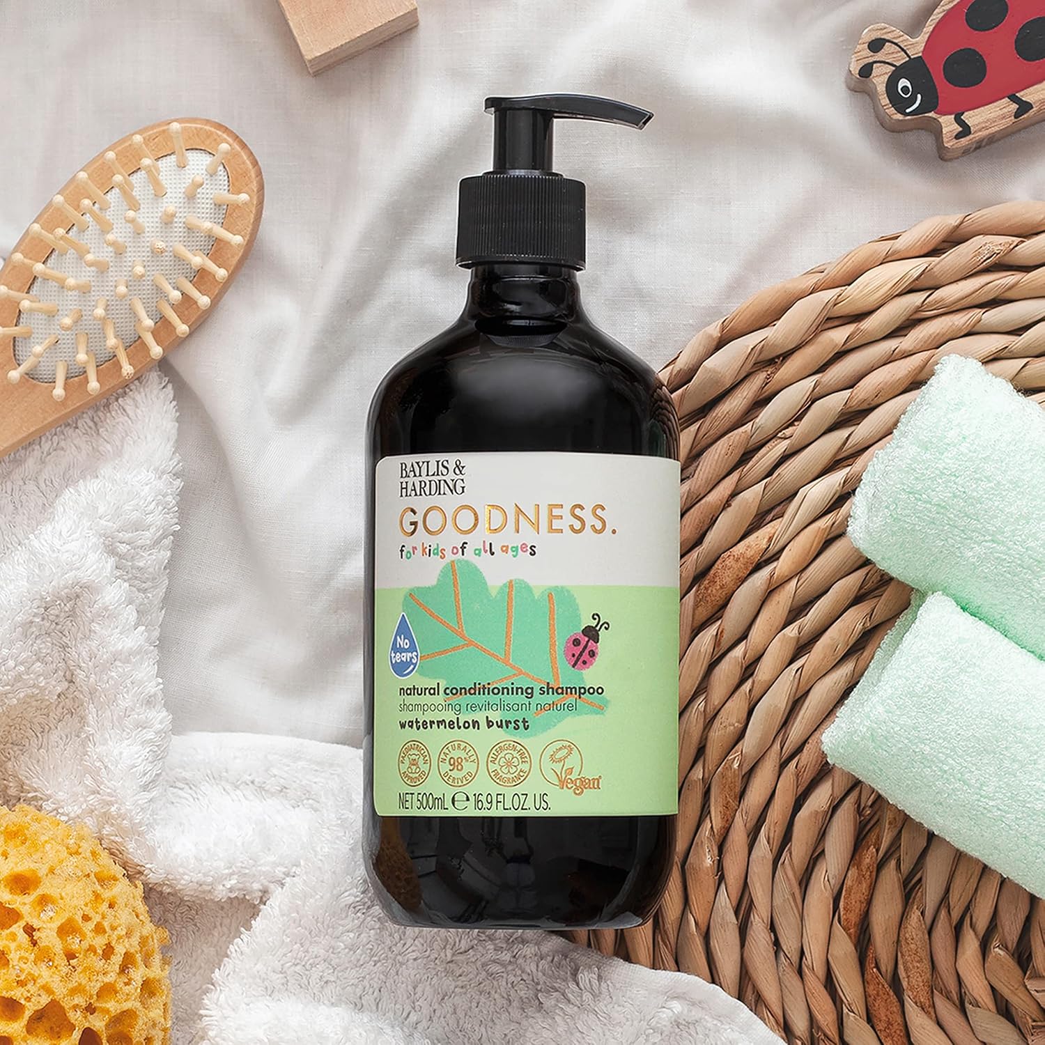 Baylis & Harding Goodness Kids Natural Conditioning Shampoo 500ml - Watermelon Burst | Tear free- forumulated for new borns and children | 98% Natural | Allergen Free Fragrance | Vegan - View 2 of 3