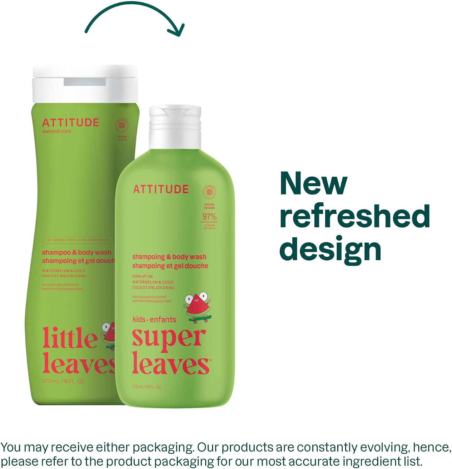 Attitude Little Leaves 2 in1 Natural Shampoo for Kids Watermelon and Coco, 473 ml, 16 Fl Oz (Pack of 1) - View 6 of 6