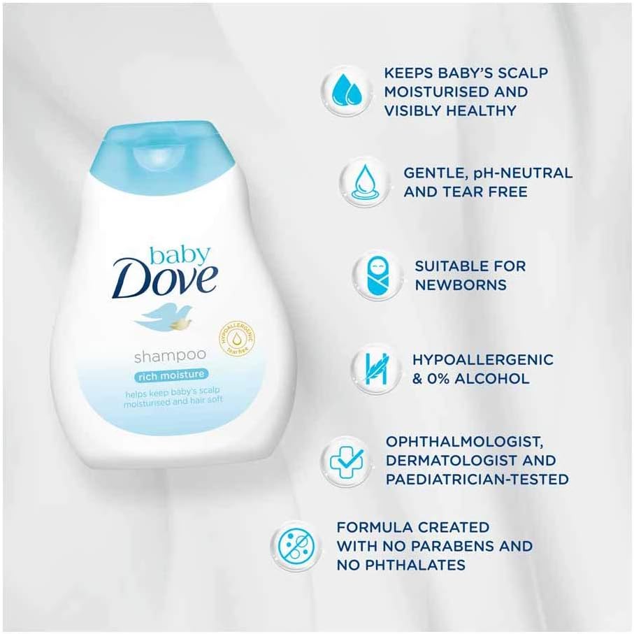 DOVE BABY HAIR SHAMPOO TEAR FREE RICH MOISTURE 200ML - View 2 of 3