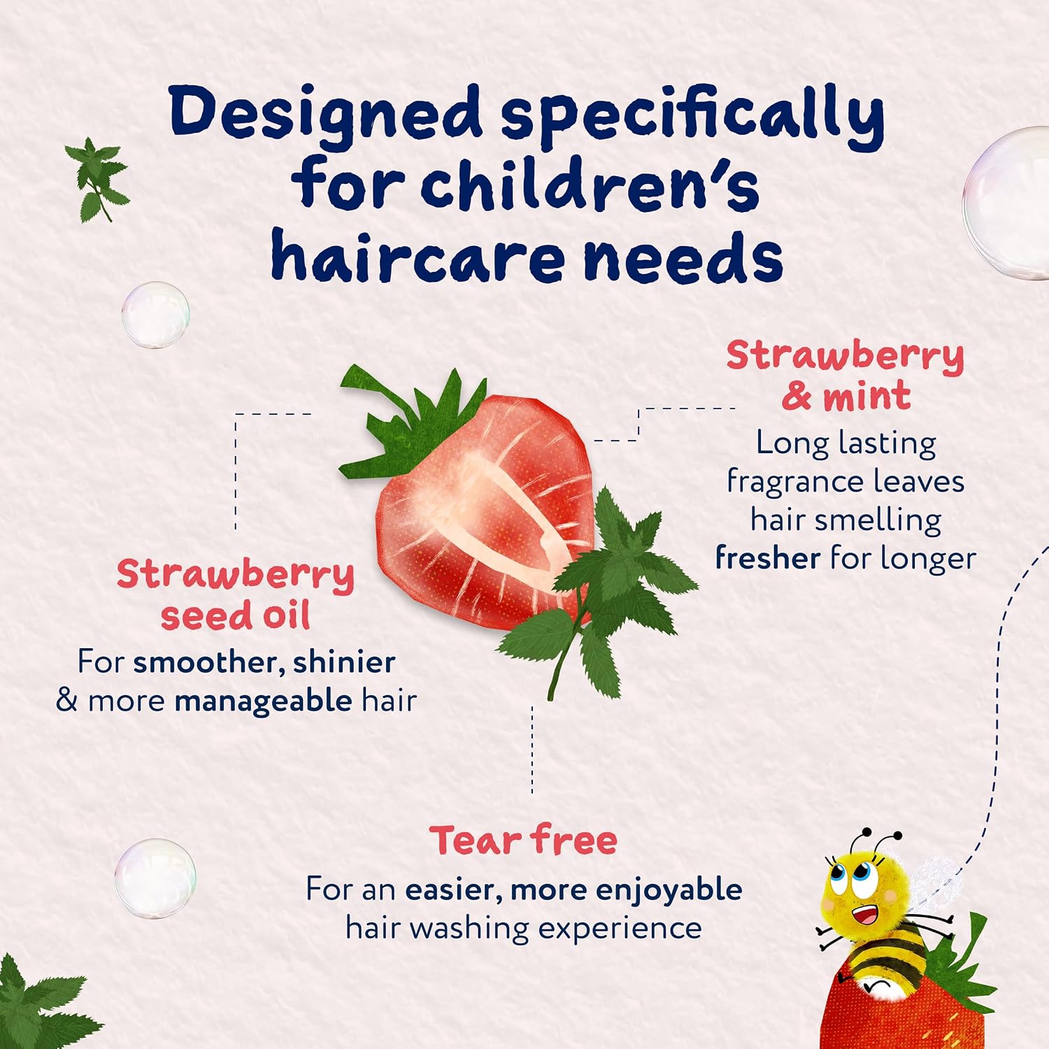 Childs Farm Tangle Taming Shampoo, Straight or Wavy Hair, Gentle and Tear Free, Strawberry and Mint, Kids, Baby, 250ml - View 2 of 4