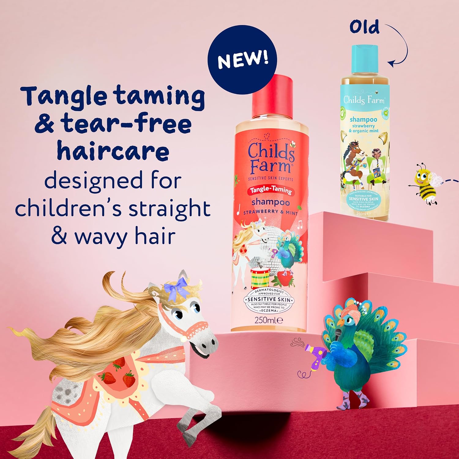 Childs Farm Tangle Taming Shampoo, Straight or Wavy Hair, Gentle and Tear Free, Strawberry and Mint, Kids, Baby, 250ml - View 4 of 4