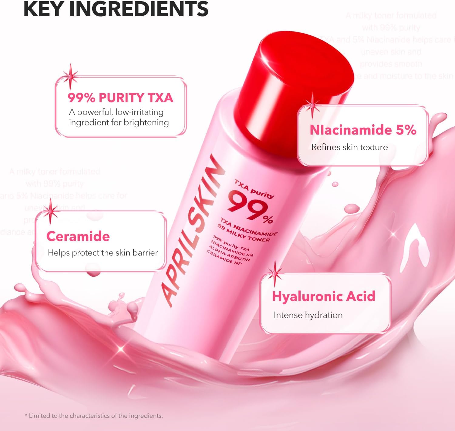APRILSKIN TXA+Niacinamide 99 Pink Milky Toner | 99% High-Purity TXA 3%+ Niacinamide 5% | Highly Concentrated Cream Toner | Deep Moisturizing Formula for Dull Skin | 5.07 fl.oz. - View 4 of 6