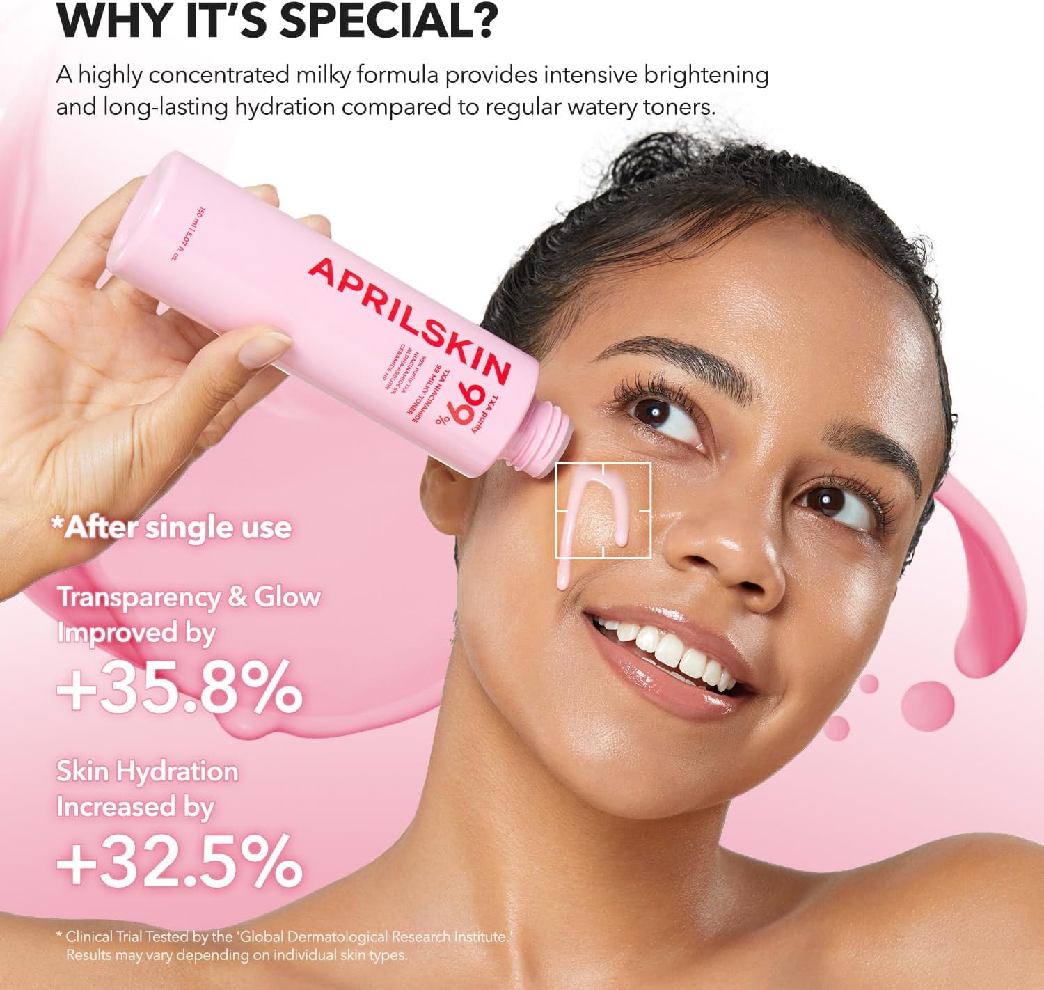 APRILSKIN TXA+Niacinamide 99 Pink Milky Toner | 99% High-Purity TXA 3%+ Niacinamide 5% | Highly Concentrated Cream Toner | Deep Moisturizing Formula for Dull Skin | 5.07 fl.oz. - View 5 of 6