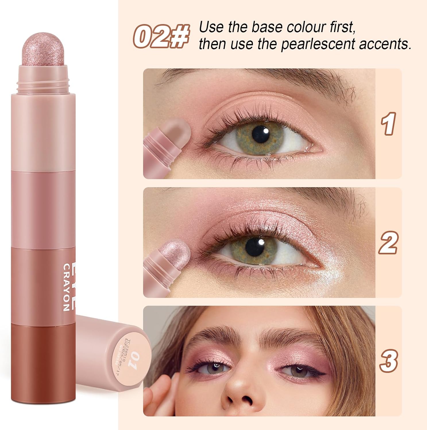 4 Colour Eyeshadow Pen, Pearl Matte Fine Glitter Eyeshadow Stick, Smooth Creamy Nude Eyeshadow Pencil, Face Eye Highlighter & Brightener Pen, Highly Pigmented Long Lasting Eyeshadow Crayon pen - View 3 of 4