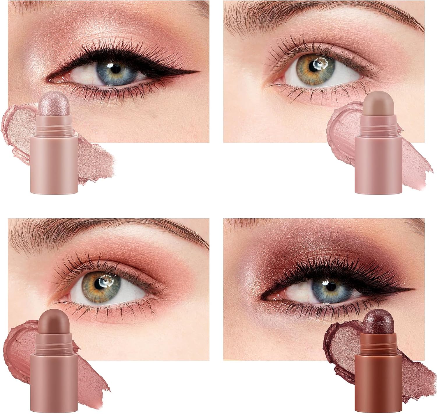 4 Colour Eyeshadow Pen, Pearl Matte Fine Glitter Eyeshadow Stick, Smooth Creamy Nude Eyeshadow Pencil, Face Eye Highlighter & Brightener Pen, Highly Pigmented Long Lasting Eyeshadow Crayon pen - View 4 of 4