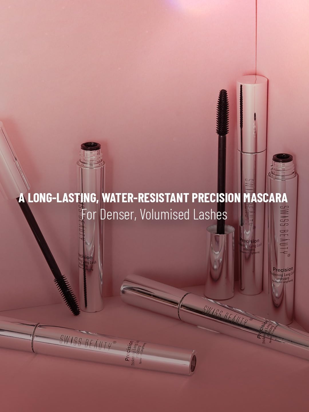 Swiss Beauty Waterproof Volume Mascara | Smudge Proof Curling Mascara | Long Lasting Lash Defining Eye Makeup | Jet Black 8.5ml | Lightweight, Clump-Free Formula - View 5 of 7