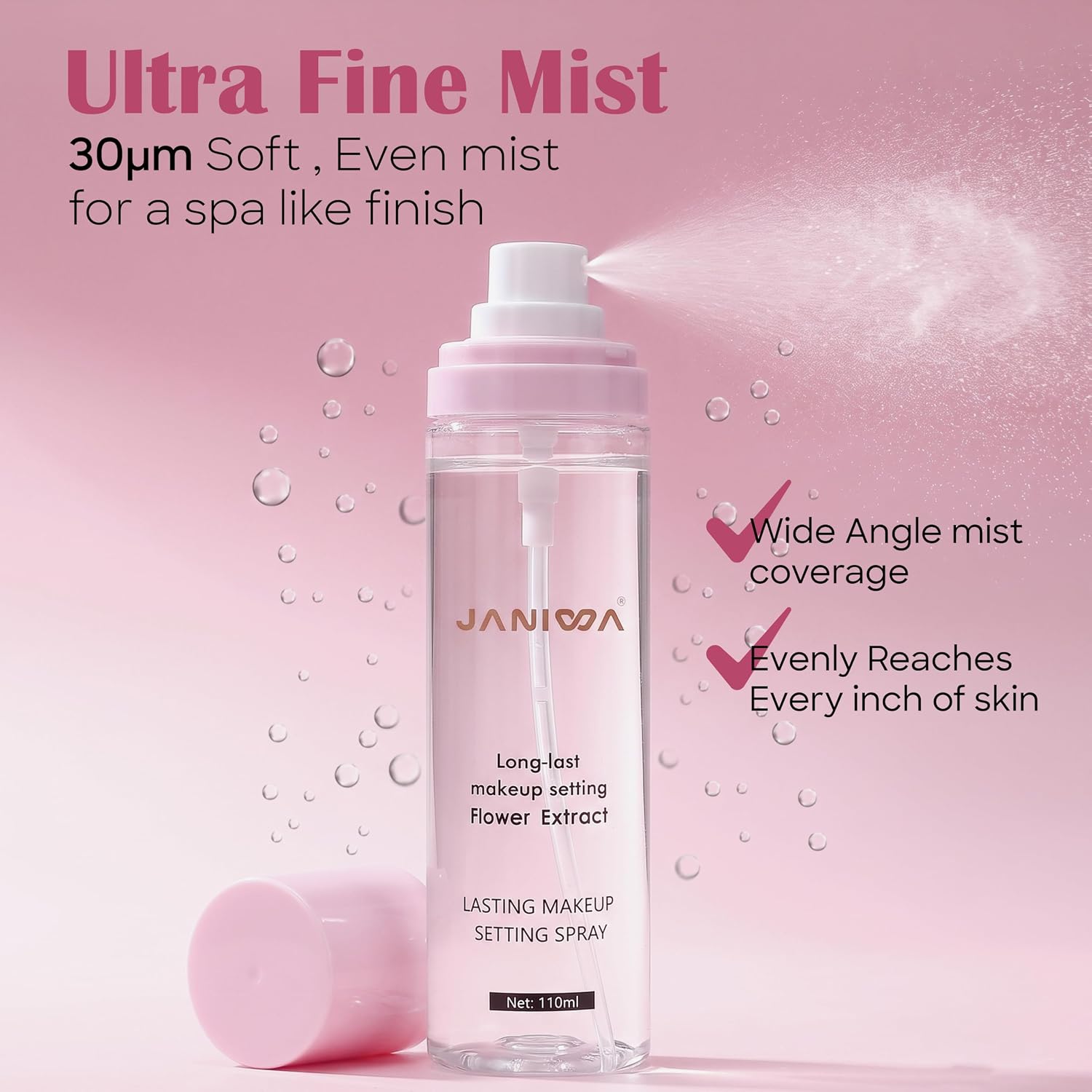JANIWA Vegan Makeup Setting Spray (110 ml) | Natural Matte Finish | Long-Lasting Makeup Fixer | Hydrating & Oil Control with Flower Extract | Cruelty-Free, Paraben & Alcohol-Free (Matte) - View 2 of 6