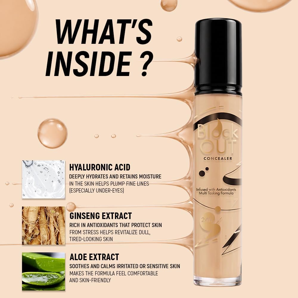 Character Block Out Concealer | Full Coverage | Lightweight & Long-Lasting | Smooth Blendable Texture | Covers Blemishes & Dark Circles | Hide Away (Chantilly) - View 2 of 6