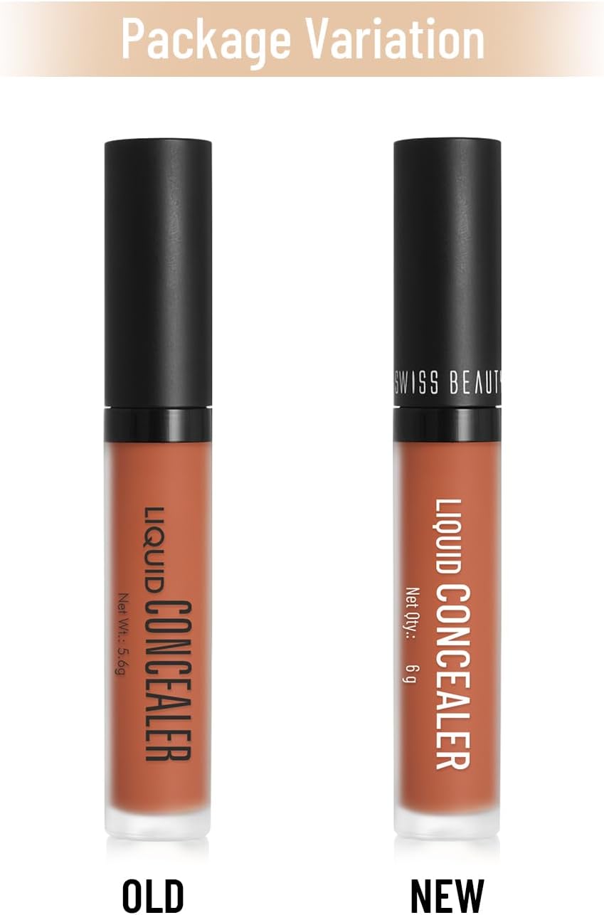 Swiss Beauty Liquid Concealer, Full Coverage Lightweight Concealer, Matte Finish, Crease-Proof & Blendable, Waterproof Long Lasting Face Makeup for Dark Circles & Blemishes, Shade Orange, 6g - View 3 of 4