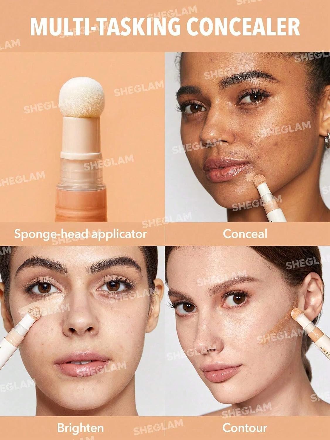 SHEGLAM Complexion Boost Concealer - With Sponge-head Applicator - High-coverage Formula (Sand) - View 2 of 6