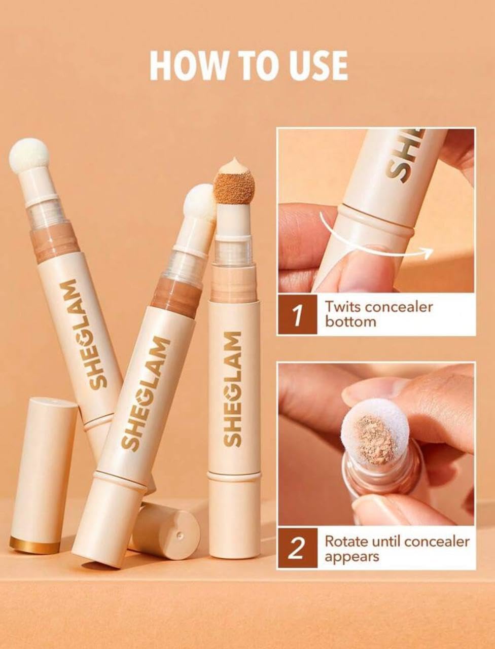 SHEGLAM Complexion Boost Concealer - With Sponge-head Applicator - High-coverage Formula (Golden) - View 3 of 8