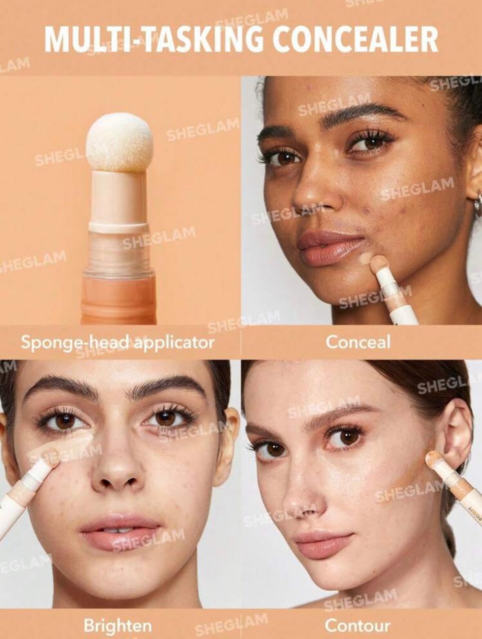 SHEGLAM Complexion Boost Concealer - With Sponge-head Applicator - High-coverage Formula (Golden) - View 4 of 8