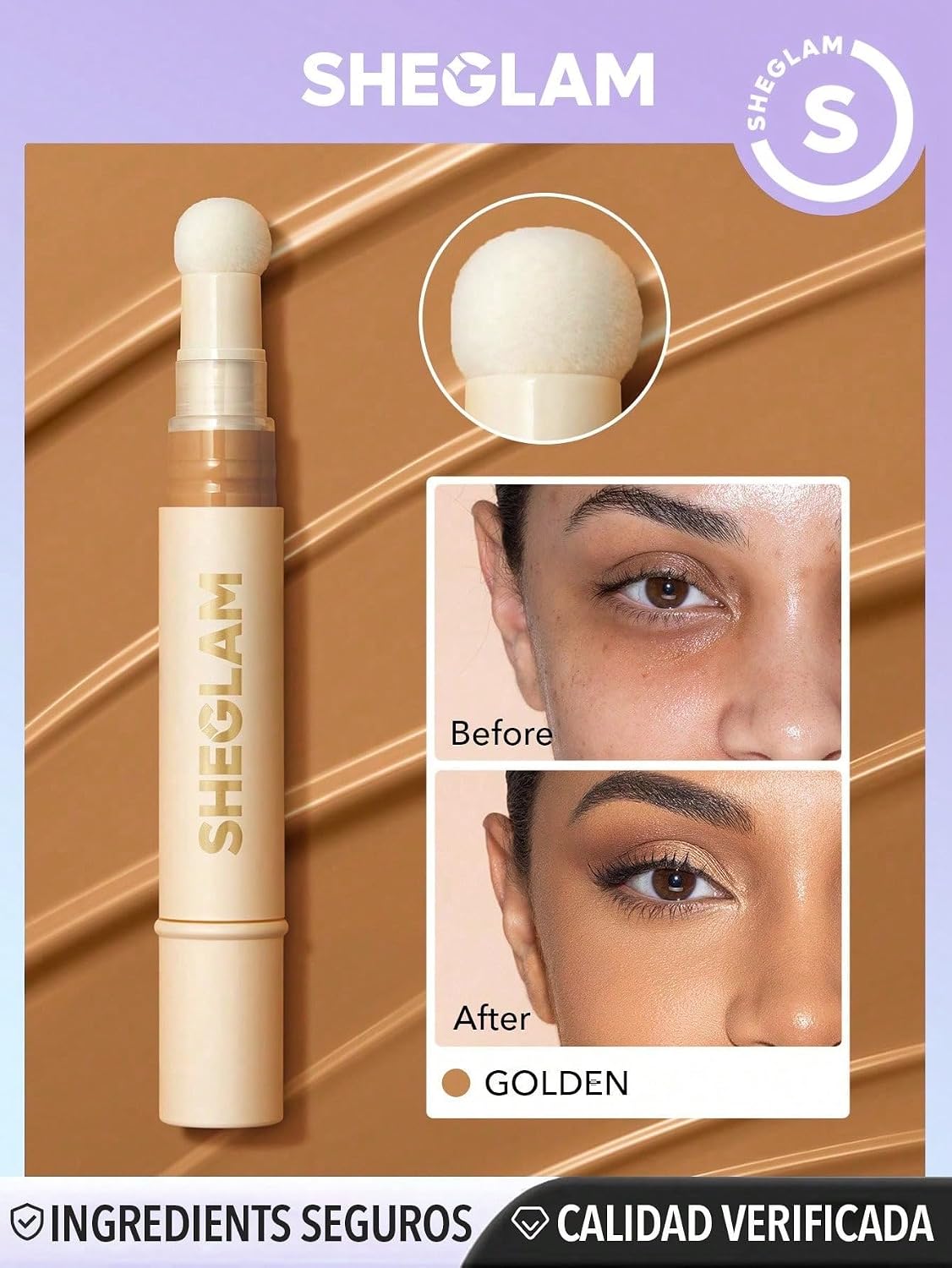 SHEGLAM Complexion Boost Concealer - With Sponge-head Applicator - High-coverage Formula (Golden) - View 8 of 8