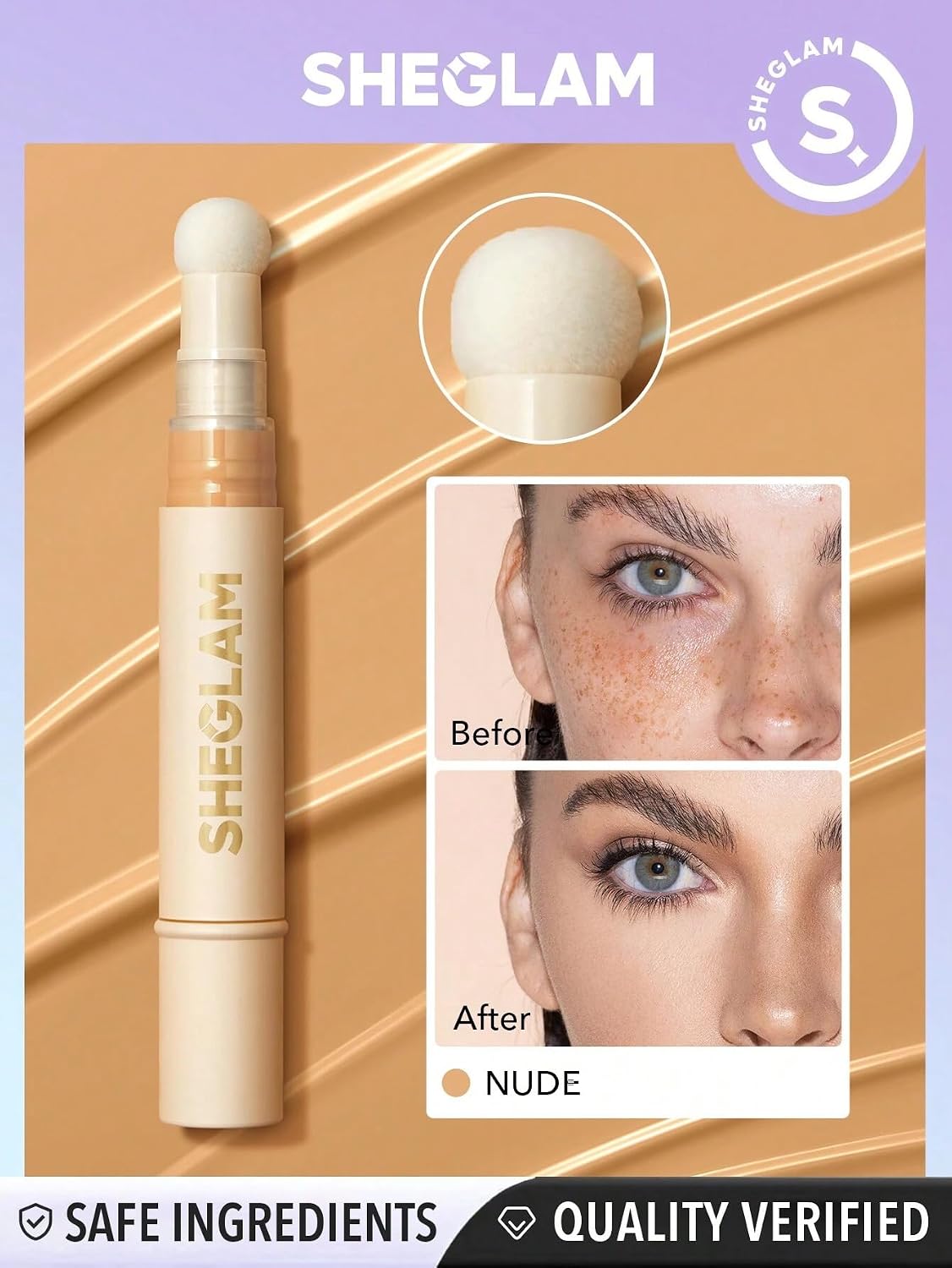 SHEGLAM Complexion Boost Concealer - With Sponge-head Applicator - High-coverage Formula (Nude) - View 6 of 6