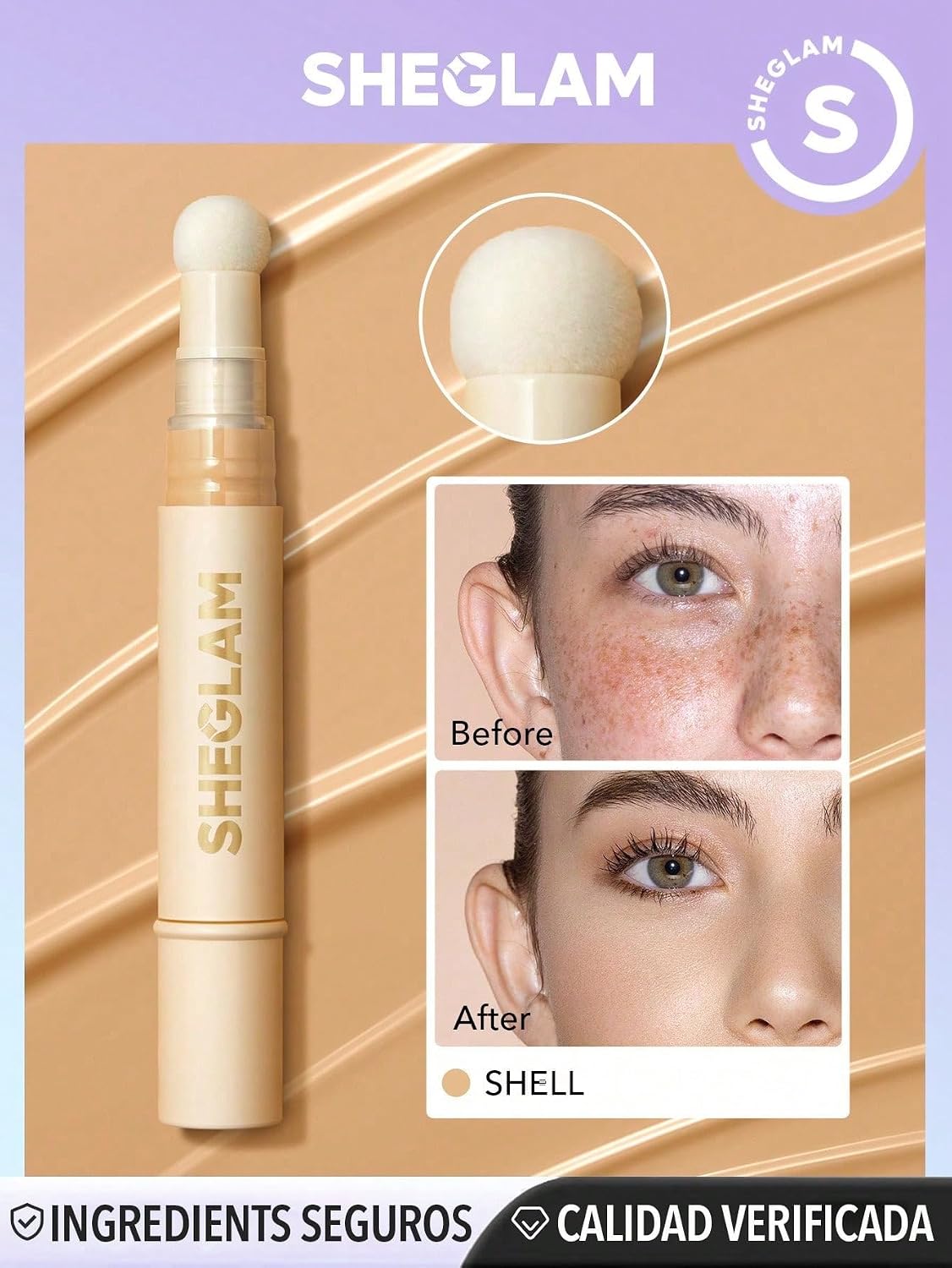 SHEGLAM Complexion Boost Concealer - With Sponge-head Applicator - High-coverage Formula (Shell) - View 8 of 8