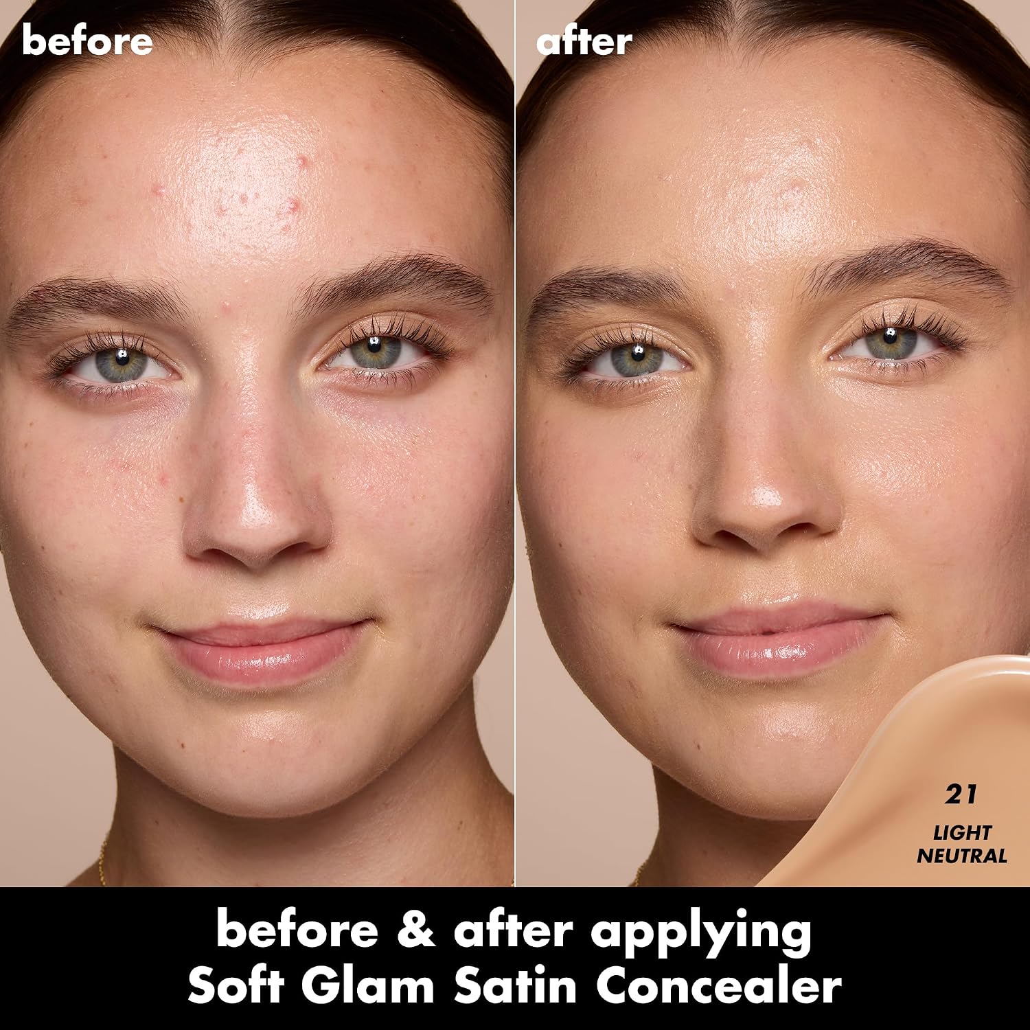 e.l.f. Soft Glam Satin Concealer, Medium Coverage for Impurities and Eye Area, Does Not Settle, Long-Lasting, Vegan and Cruelty Free, 21 Light Neutral - View 10 of 10