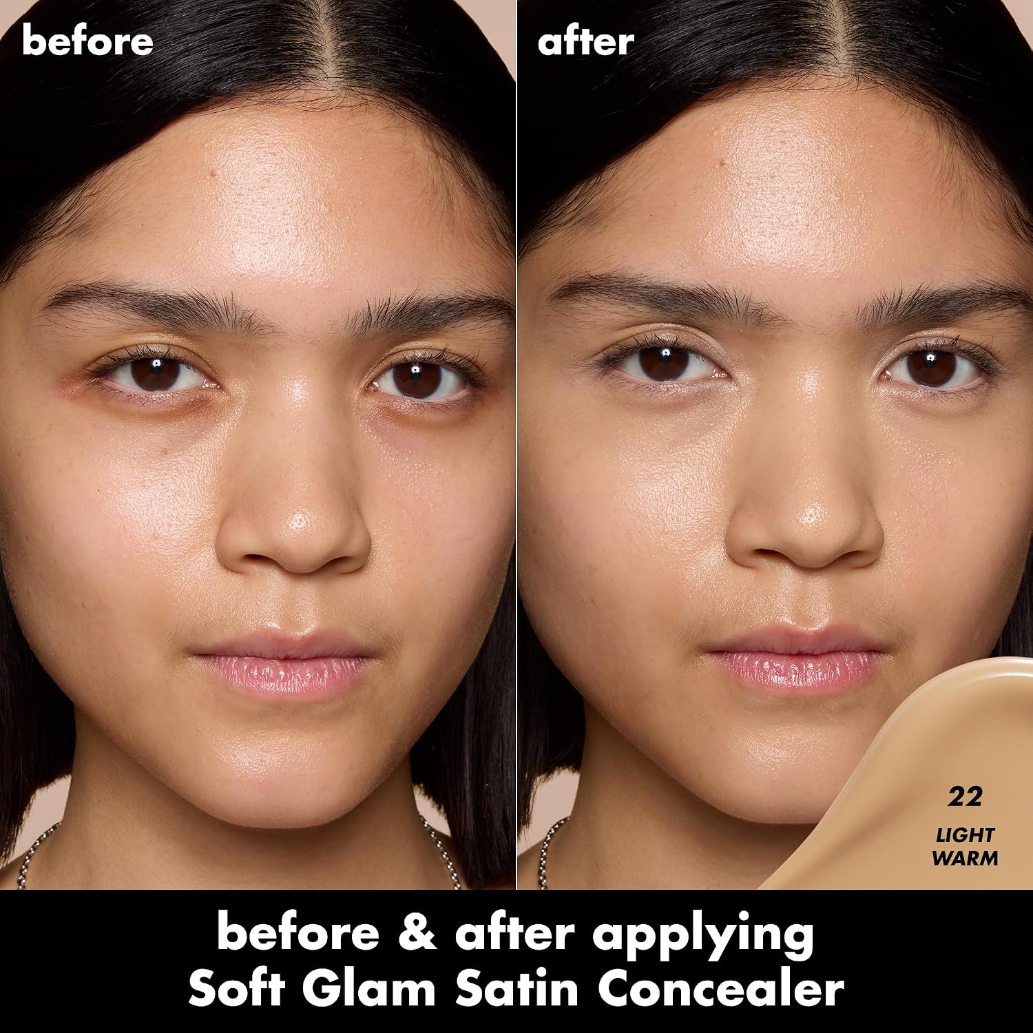 e.l.f. Soft Glam Satin Concealer, Medium Coverage for Impurities and Eye Area, Does Not Settle, Long-Lasting, Vegan and Cruelty-Free, 22 Light Warm - View 10 of 10