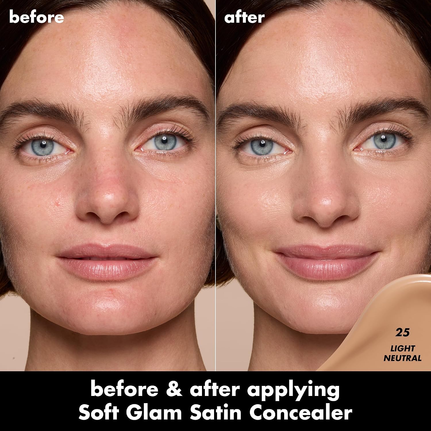 e.l.f. Soft Glam Satin Concealer, Medium Coverage for Impurities and Eye Area, Does Not Settle, Long-Lasting, Vegan and Cruelty-Free, 25 Light Neutral - View 10 of 10