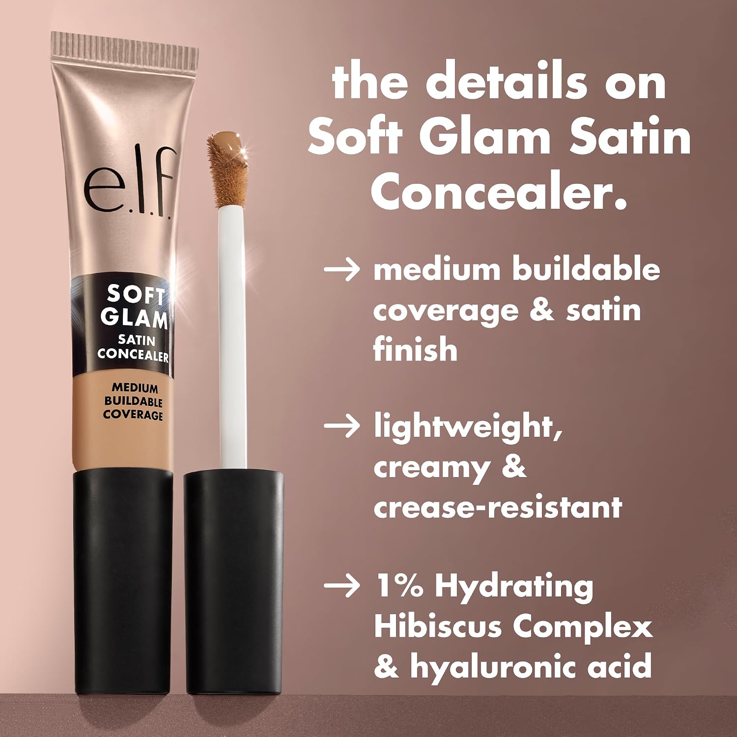 e.l.f. Soft Glam Satin Concealer, Medium Coverage for Impurities and Eye Area, Does Not Settle, Long-Lasting, Vegan and Cruelty Free, 30 Medium Warm - View 8 of 10