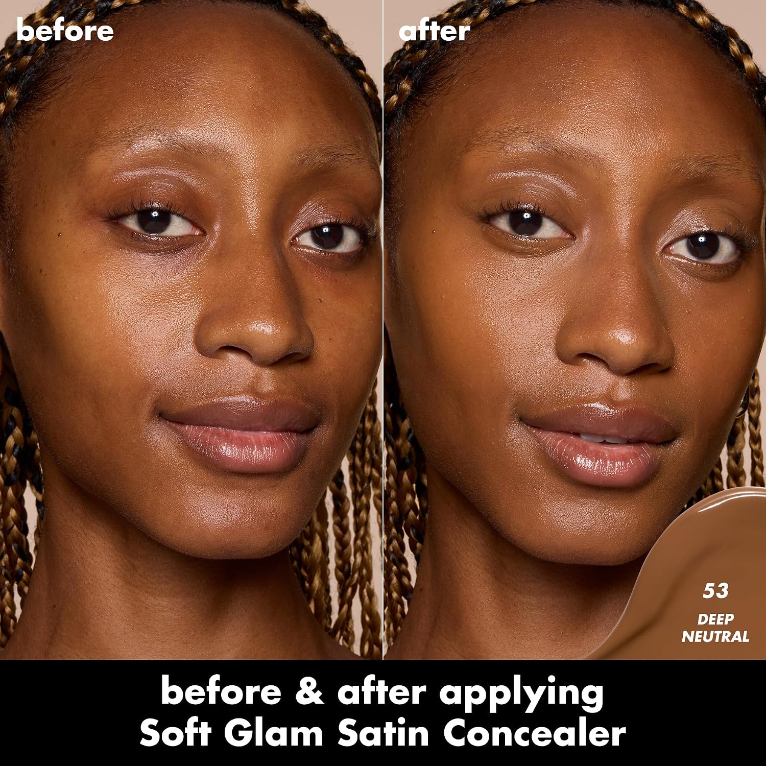 e.l.f. Soft Glam Satin Concealer, Medium Coverage for Impurities and Eye Area, Does Not Settle, Long-Lasting, Vegan and Cruelty Free, 53 Deep Neutral - View 10 of 10