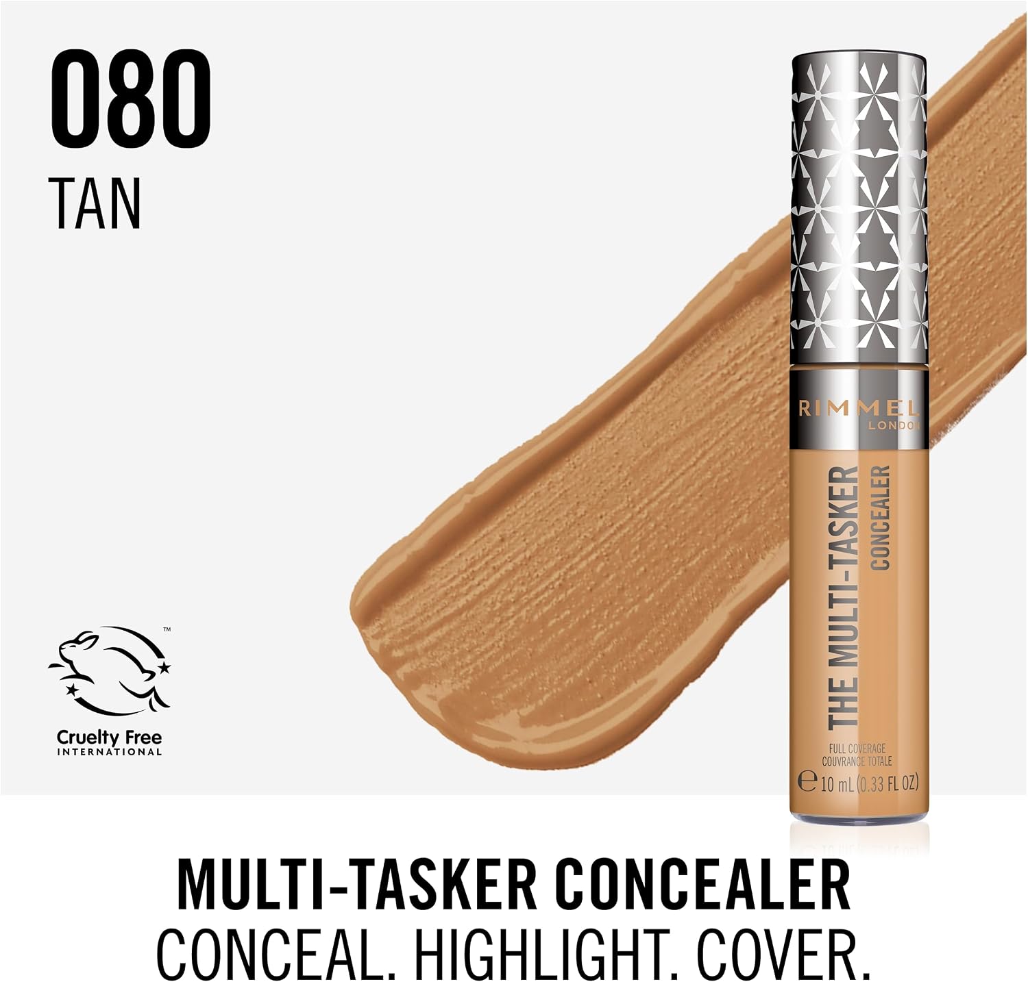 Rimmel London The Multi-Tasker, 80 Tan, Concealer, Up To 24-Hour Wear, Up To 24-Hour Hydration, High-Pigment Formula, Blendable, Vegan Formula, 10ml (0.33oz) - View 6 of 6
