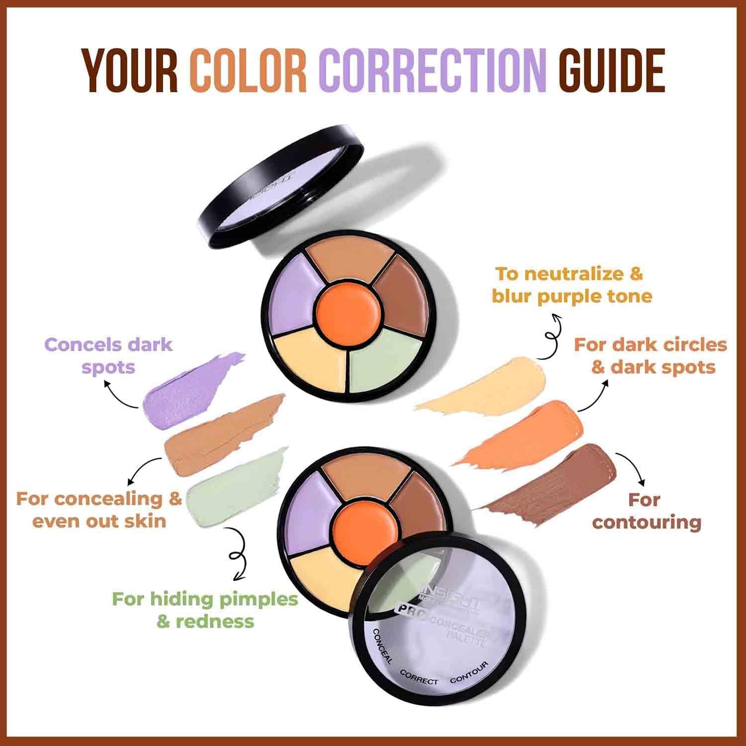  Pro Concealer Palette - Shade Corrector | Makeup Wheel for Face | Satin–Matte Finish | 3-in-1 Conceal, Contour & Correct | Waterproof | Full Coverage | 15gm - View 7 of 8