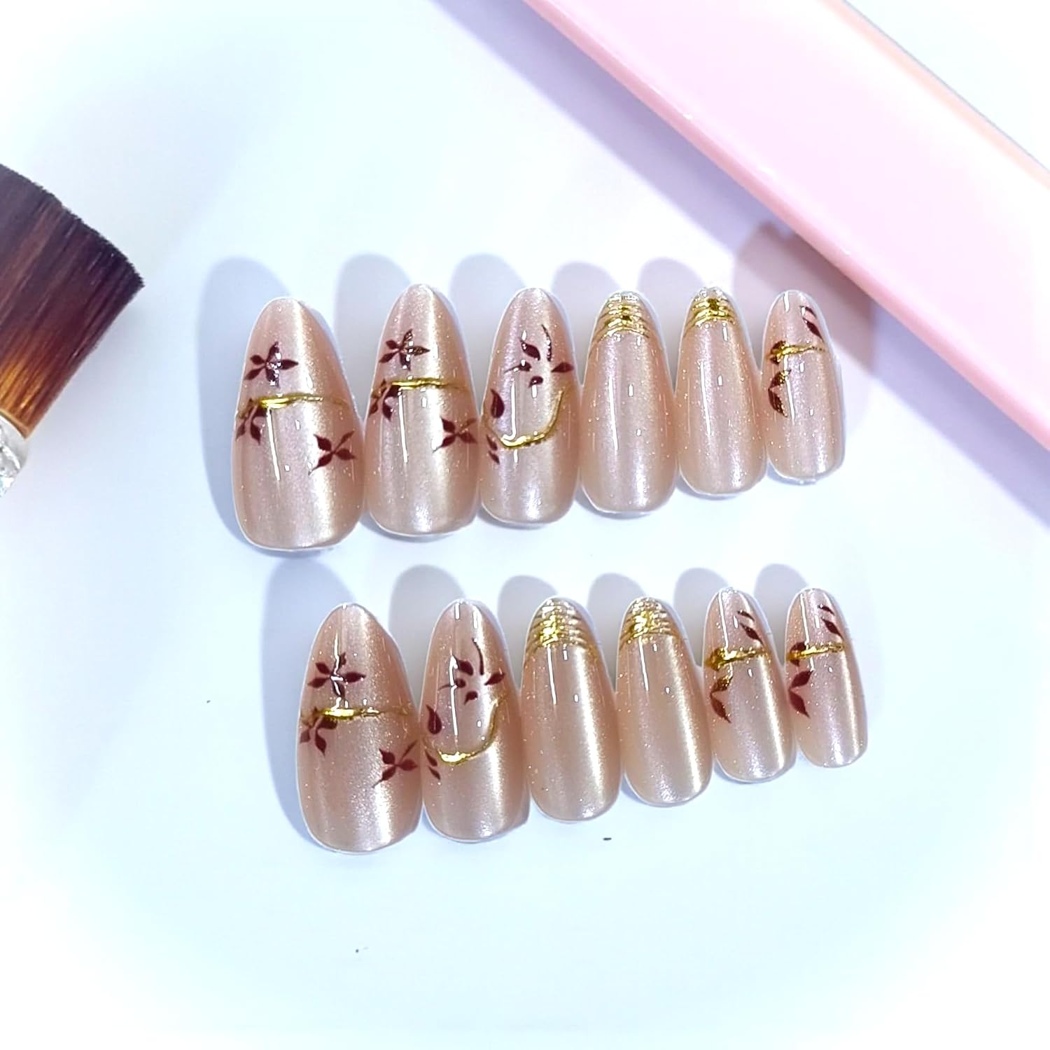 MINDORA Press On Artificial Nails | Artificial Nails for Women & Girls | Reusable False Nails with Glue | Long Lasting, Natural Gloss| Matt Finish | Nail Extension Set for Party & Everday Wear (Design - 4 Red Flower) - View 4 of 5