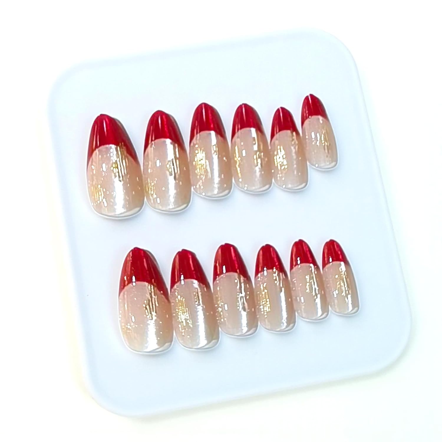 MINDORA Press On Artificial Nails | Artificial Nails for Women & Girls | Reusable False Nails with Glue | Long Lasting, Natural Gloss| Matt Finish | Nail Extension Set for Party & Everday Wear (Design - 3 Red - Skin Brown) - View 2 of 5