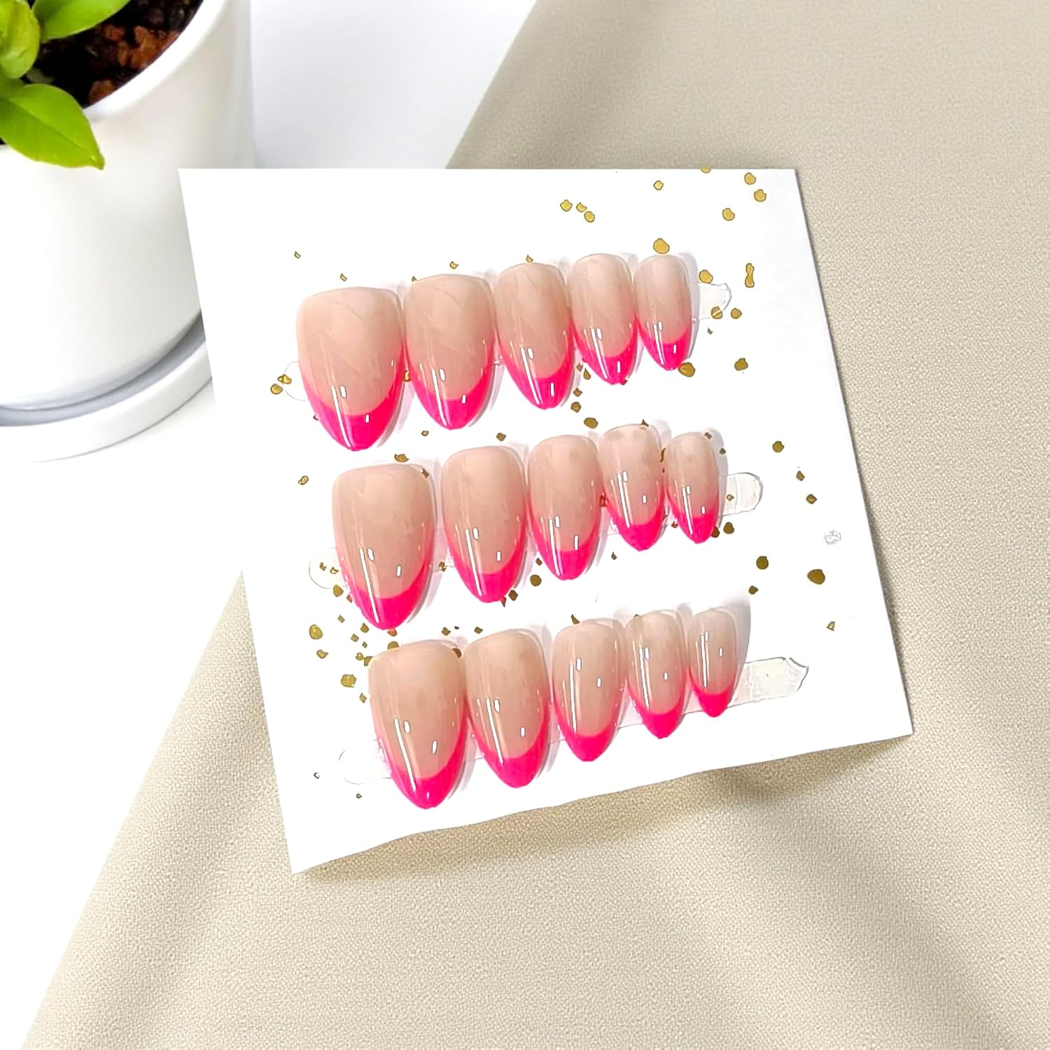 MINDORA Press On Artificial Nails | Artificial Nails for Women & Girls | Reusable False Nails with Glue | Long Lasting, Natural Gloss| Matt Finish | Nail Extension Set for Party & Everday Wear (Design - 8 Pink -Skin Brown) - View 4 of 4