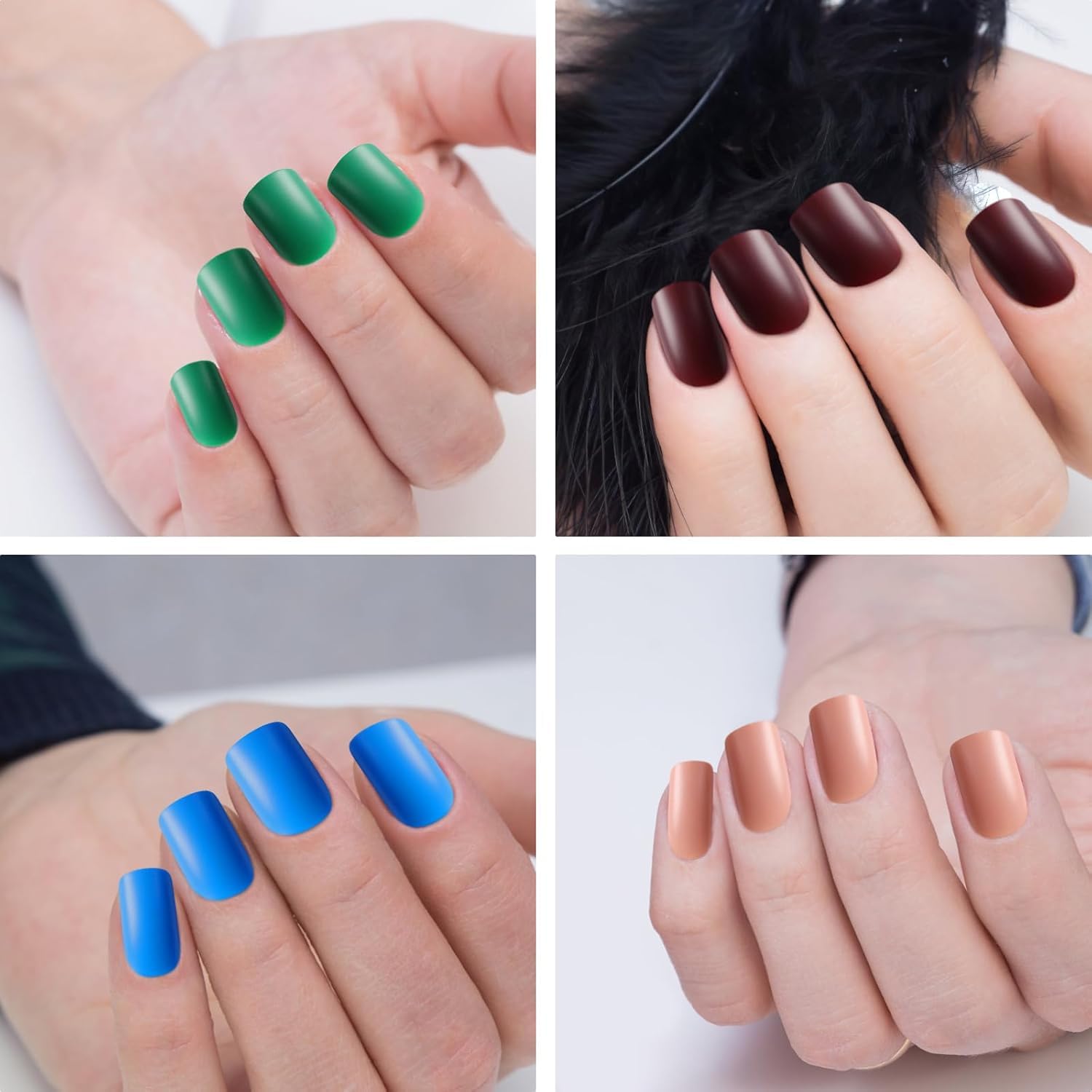 NAILWIND 120 Pcs Soft Gel Nails | Medium Round Artificial Nails Extensions | Combo in 5 Colors With Glue Stickers | Acrylic Nails Press ons for Women Girls (06) - View 4 of 5