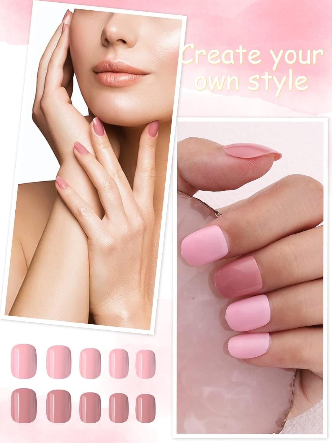 NAILWIND 120 Pcs Soft Gel Nails | Medium Round Artificial Nails Extensions | Combo in 5 Colors With Glue Stickers | Acrylic Nails Press ons for Women Girls (03) - View 4 of 6
