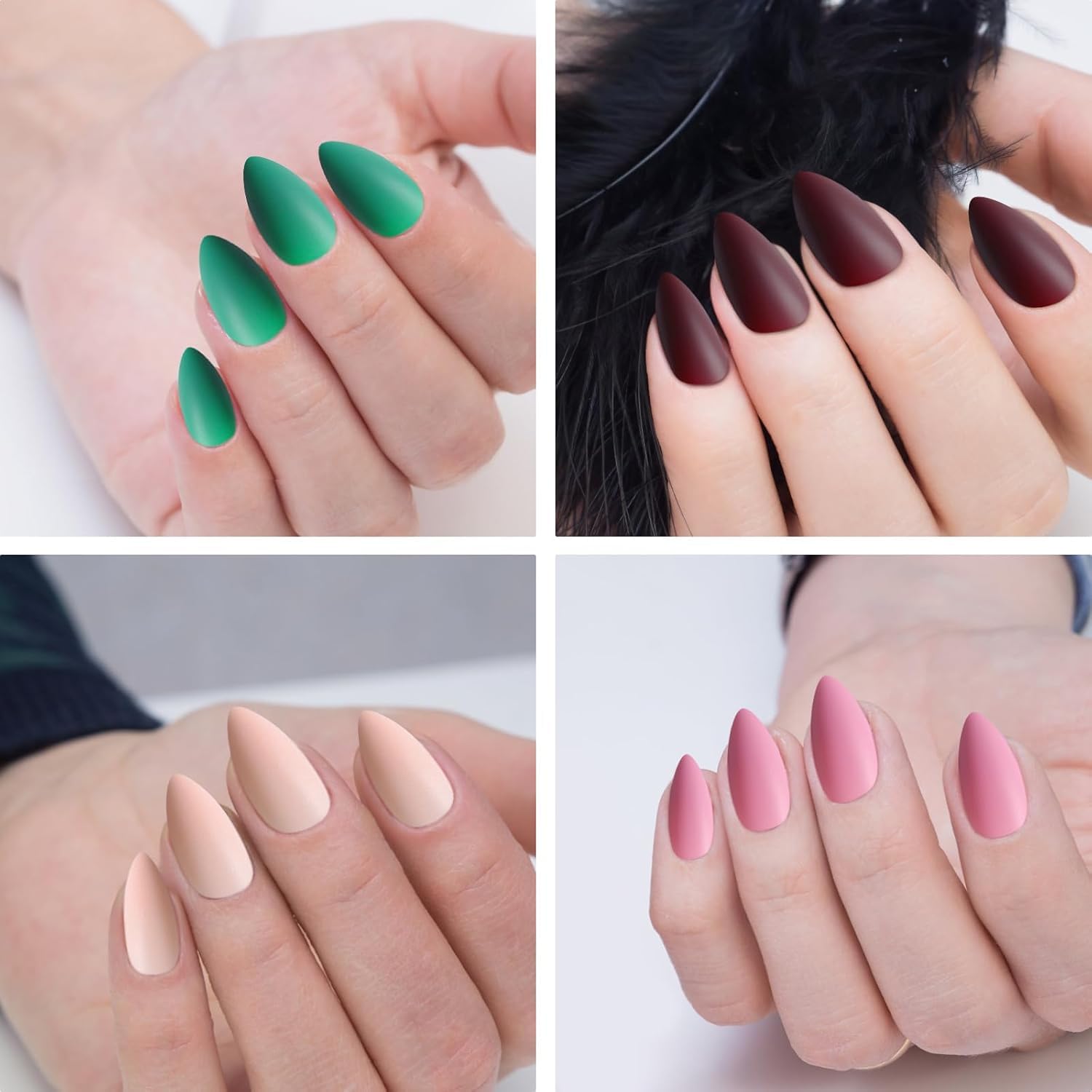 NAILWIND 120 Pcs Soft Gel Nails | Medium Round Artificial Nails Extensions | Combo in 5 Colors With Glue Stickers | Acrylic Nails Press ons for Women Girls (05) - View 4 of 5