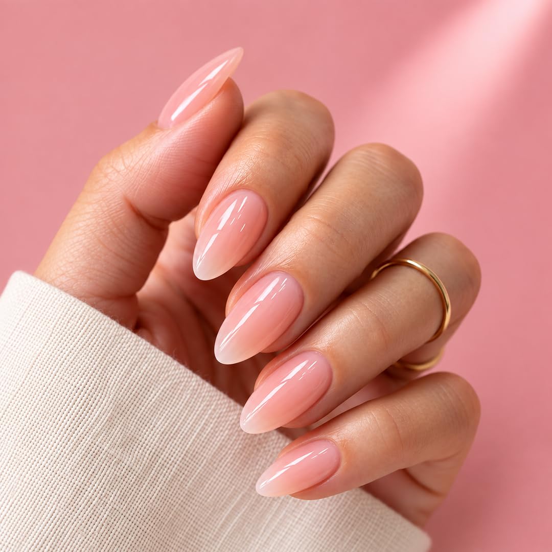 Press On Nails for Women | Light Pink Nude Almond Fake Nails 24 Pieces | Reusable Artificial Nail Tips | Stick On Nails | Easy Apply Manicure for Party Wedding Daily Wear - View 5 of 6